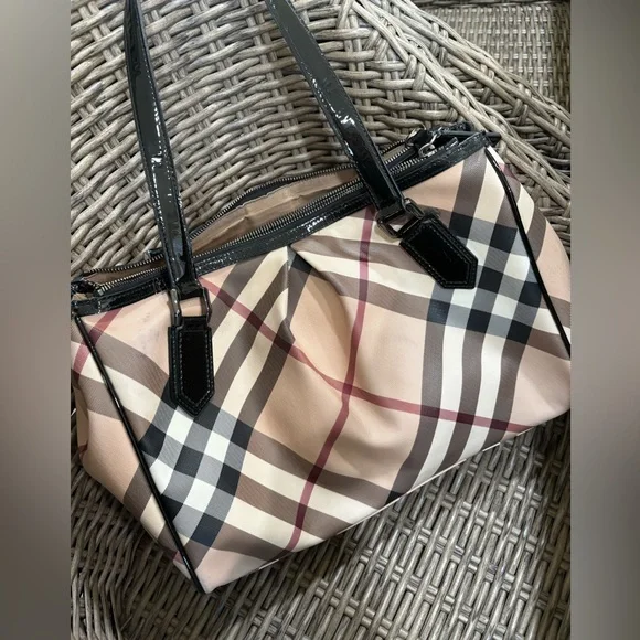 Burberry Checkered Shoulder Bag - Black, Tan, and Red - Picture 2 of 8